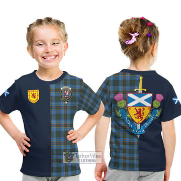 Cockburn Modern Tartan Kid T-Shirt Alba with Scottish Lion Royal Arm Half Style