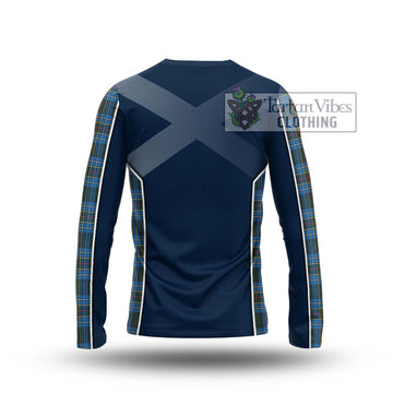 Cockburn Modern Tartan Long Sleeve T-Shirt with Family Crest and Lion Rampant Vibes Sport Style