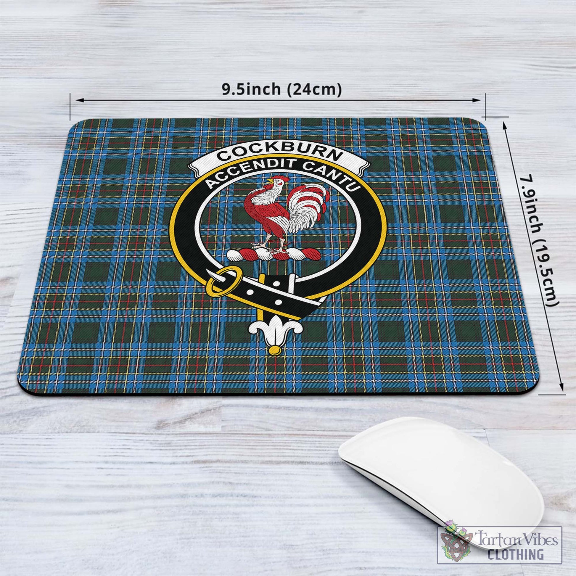 Tartan Vibes Clothing Cockburn Modern Tartan Mouse Pad with Family Crest