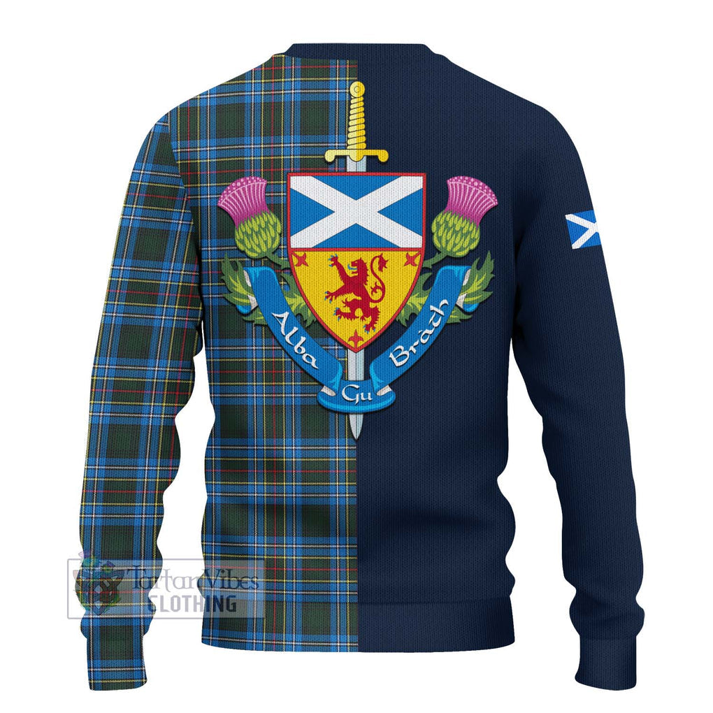 Tartan Vibes Clothing Cockburn Modern Tartan Knitted Sweater with Scottish Lion Royal Arm Half Style