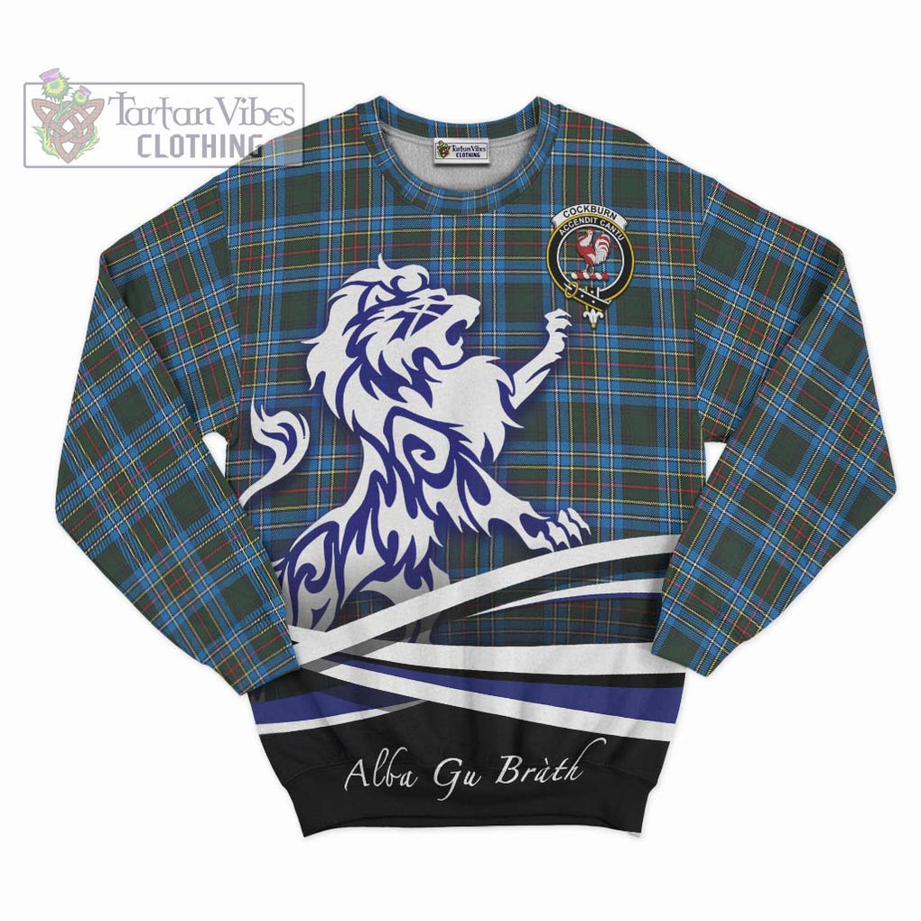 Cockburn Modern Tartan Sweatshirt with Alba Gu Brath Regal Lion Emblem - Tartanvibesclothing Shop