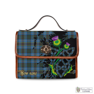 Cockburn Modern Tartan Waterproof Canvas Bag with Scotland Map and Thistle Celtic Accents