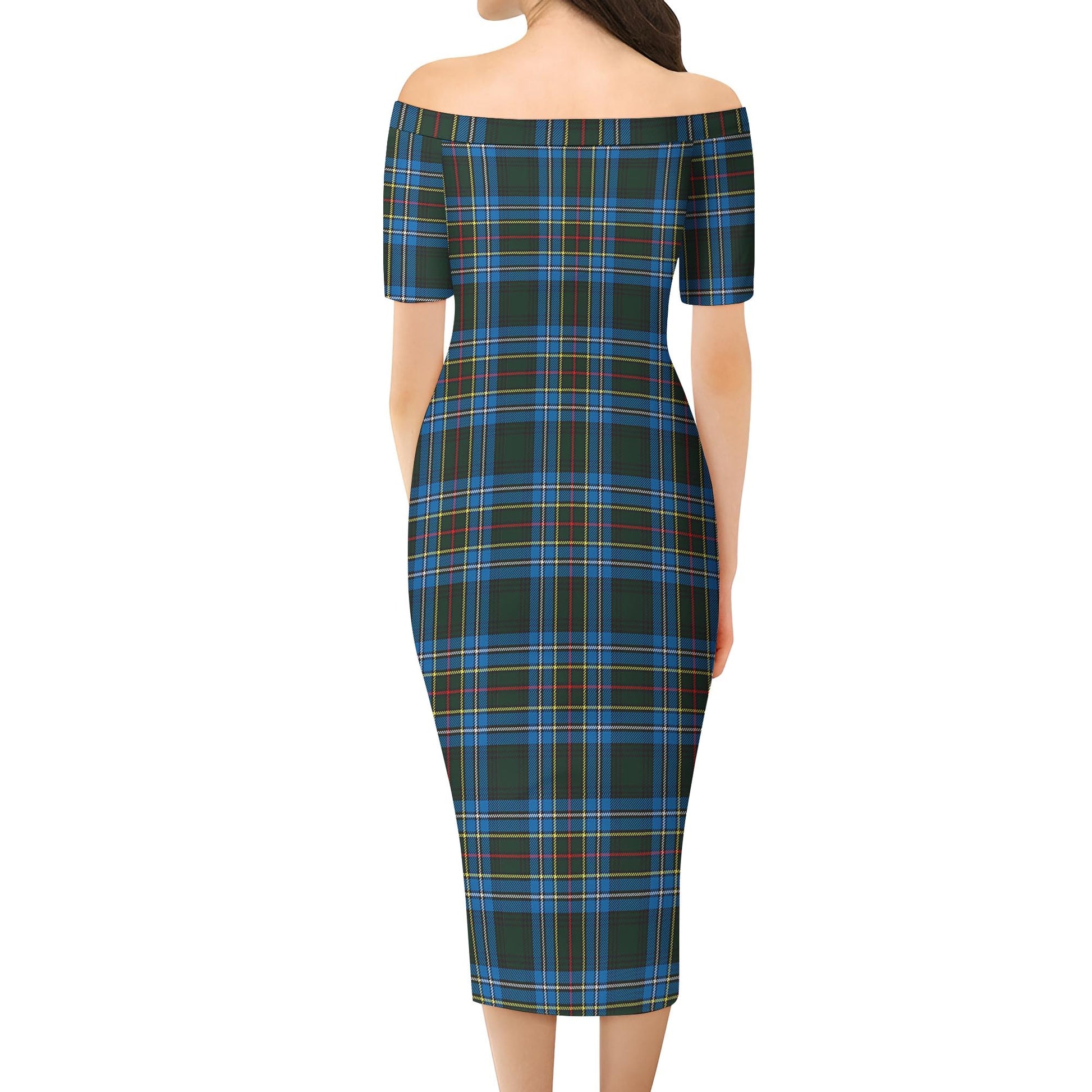 Cockburn Modern Tartan Off Shoulder Lady Dress - Tartanvibesclothing