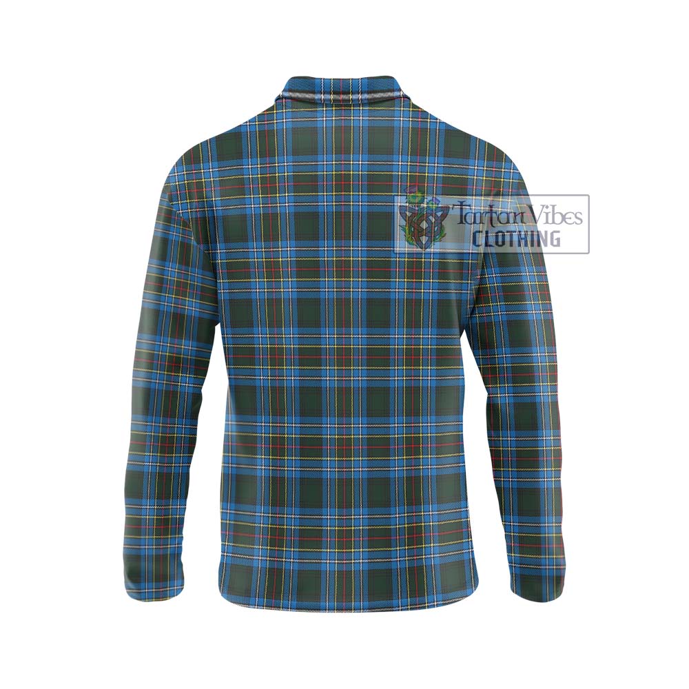 Cockburn Modern Tartan Long Sleeve Polo Shirt with Family Crest DNA In Me Style - Tartanvibesclothing Shop