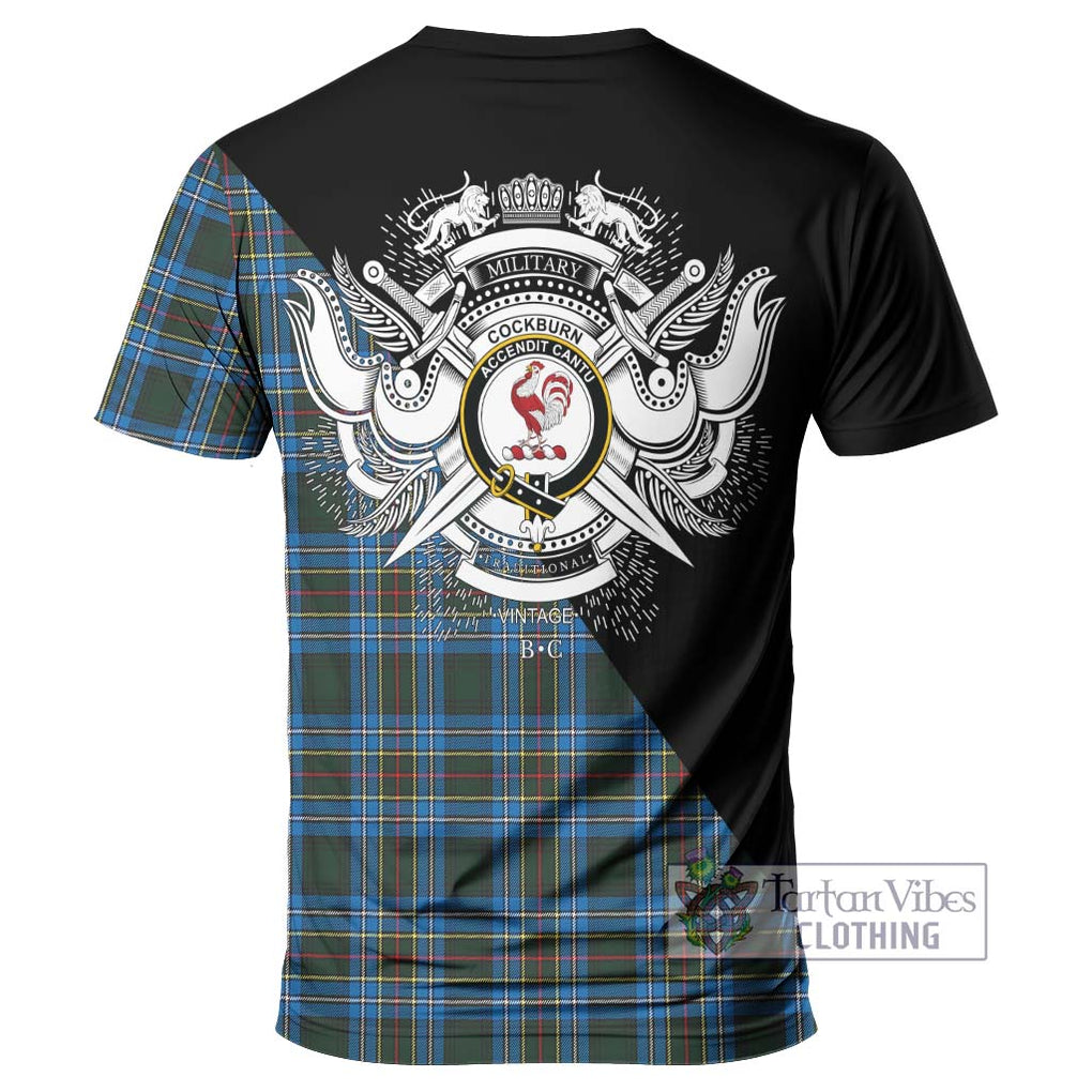 Cockburn Modern Tartan T-Shirt with Family Crest and Military Logo Style - Tartanvibesclothing Shop