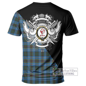 Cockburn Modern Tartan T-Shirt with Family Crest and Military Logo Style