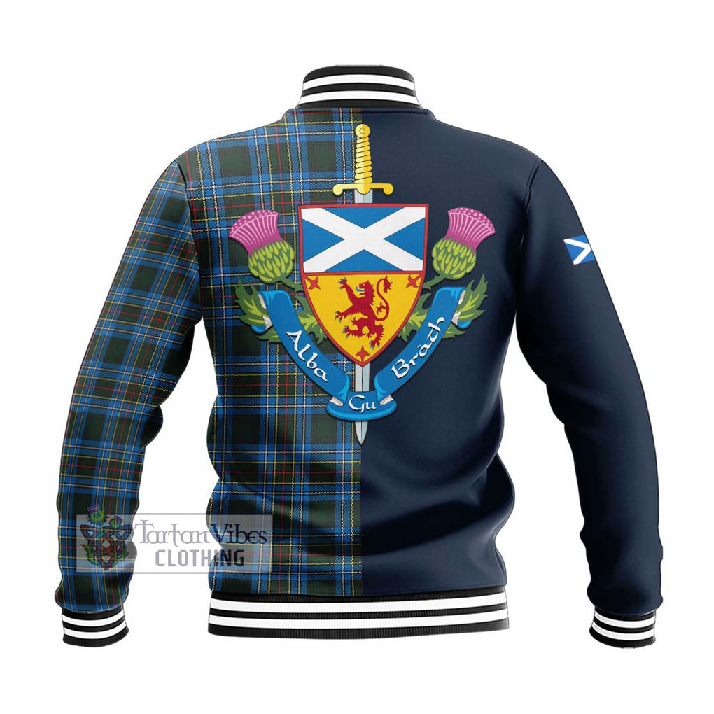 Tartan Vibes Clothing Cockburn Modern Tartan Baseball Jacket with Scottish Lion Royal Arm Half Style