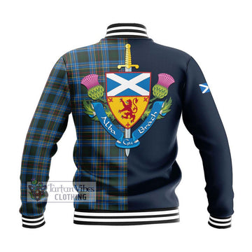 Cockburn Modern Tartan Baseball Jacket Alba with Scottish Lion Royal Arm Half Style