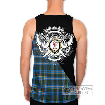 Cockburn Modern Tartan Men's Tank Top with Family Crest and Military Logo Style