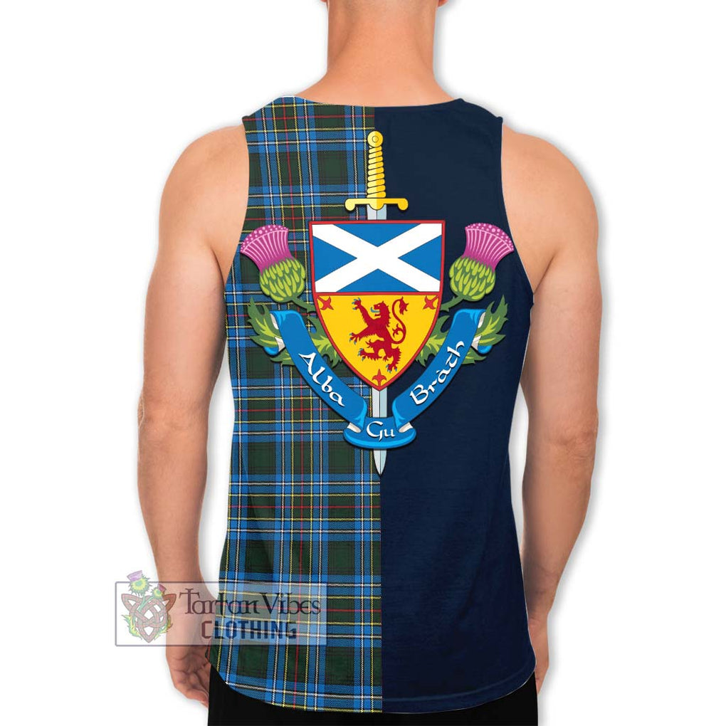 Tartan Vibes Clothing Cockburn Modern Tartan Men's Tank Top with Scottish Lion Royal Arm Half Style