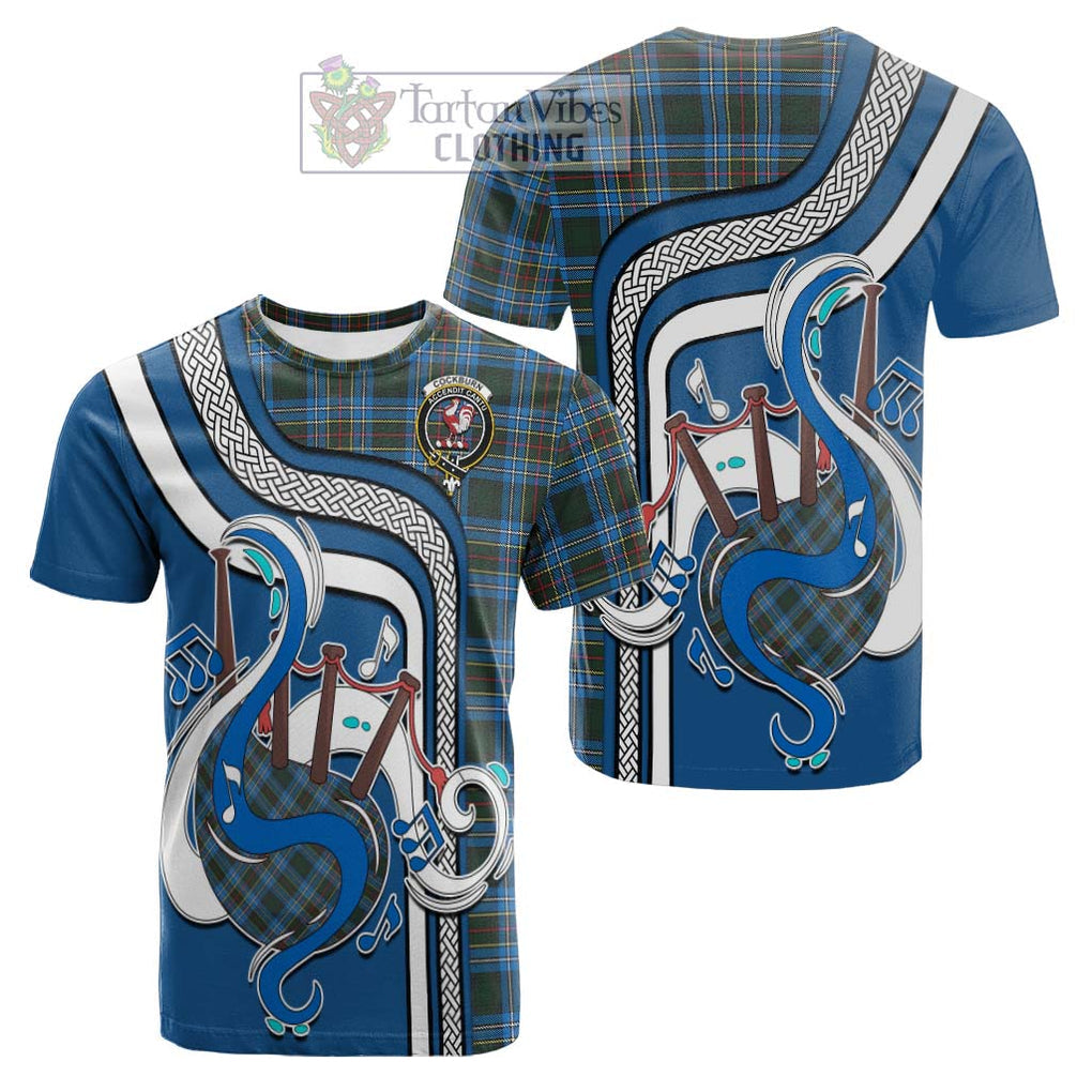 Tartan Vibes Clothing Cockburn Modern Tartan Cotton T-shirt with Epic Bagpipe Style