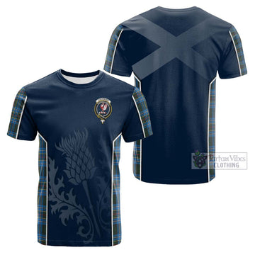 Cockburn Modern Tartan Cotton T-shirt with Family Crest and Scottish Thistle Vibes Sport Style