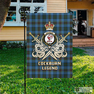 Cockburn Modern Tartan Flag with Clan Crest and the Golden Sword of Courageous Legacy