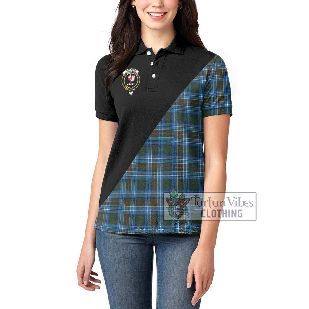 Cockburn Modern Tartan Women's Polo Shirt with Family Crest and Military Logo Style - Tartanvibesclothing Shop