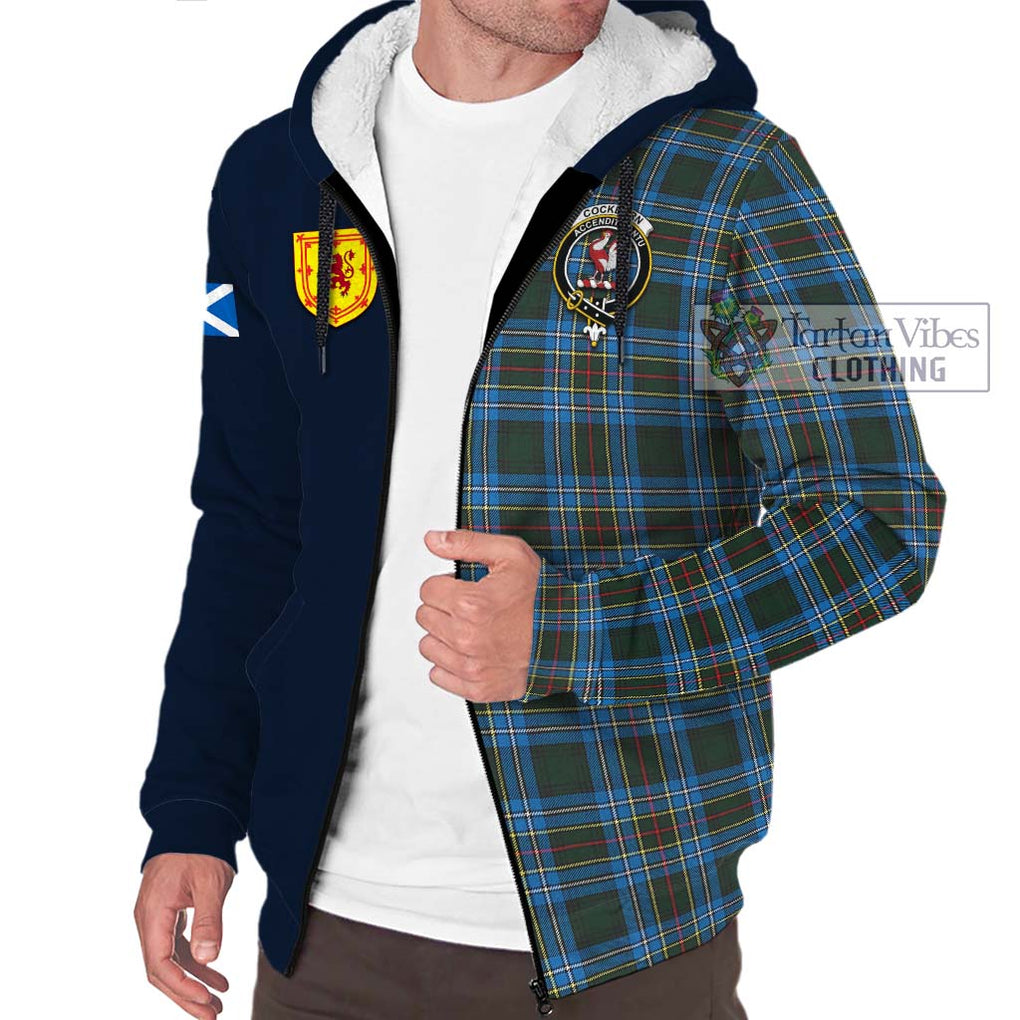 Tartan Vibes Clothing Cockburn Modern Tartan Sherpa Hoodie with Scottish Lion Royal Arm Half Style