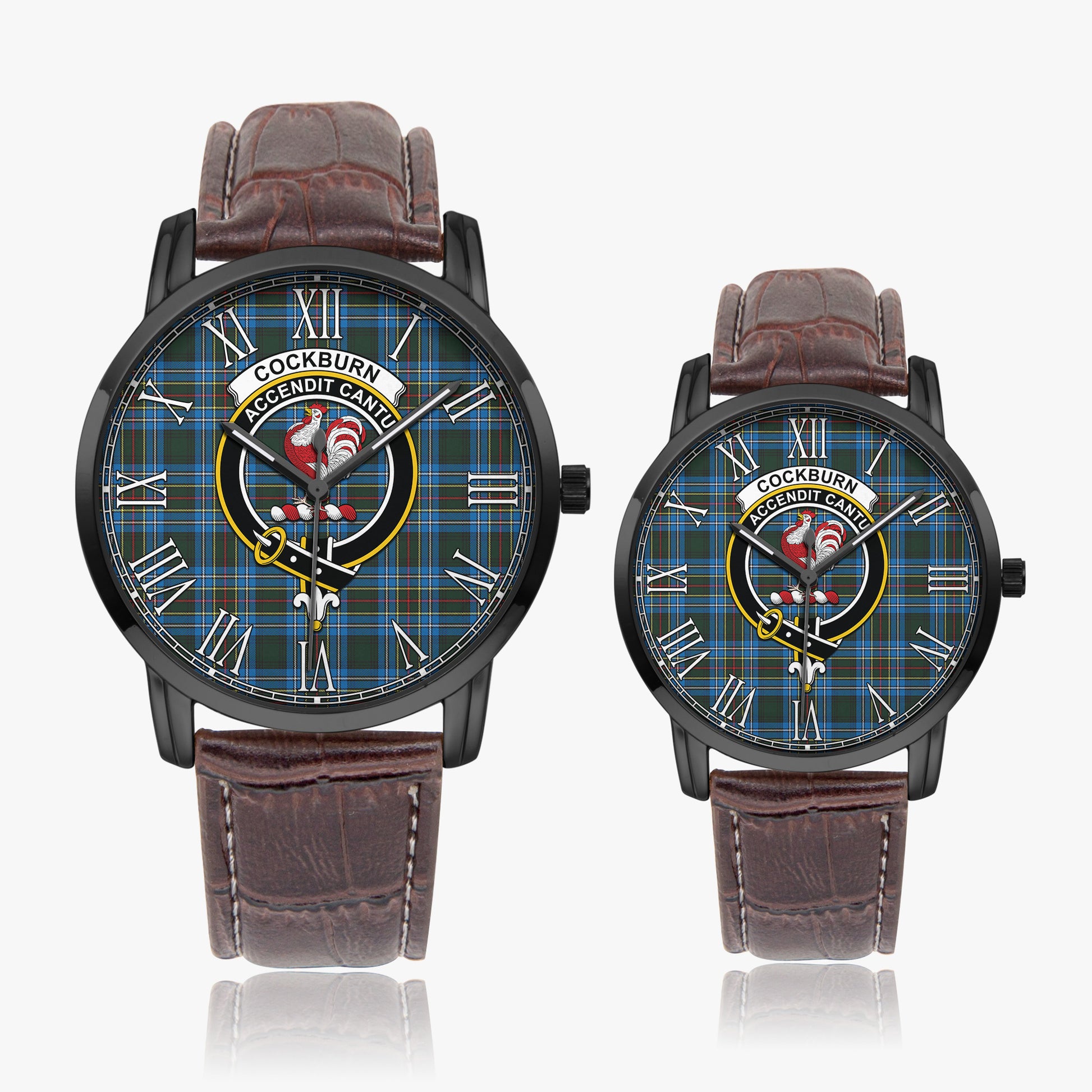 Cockburn Modern Tartan Family Crest Leather Strap Quartz Watch - Tartanvibesclothing