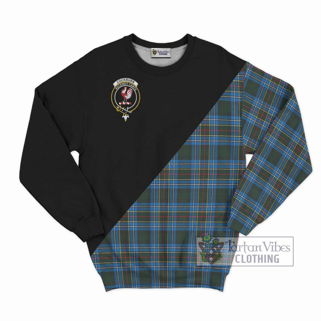 Cockburn Modern Tartan Sweatshirt with Family Crest and Military Logo Style - Tartanvibesclothing Shop