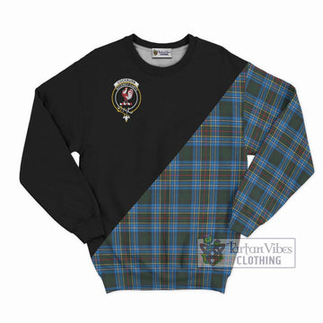 Cockburn Modern Tartan Sweatshirt with Family Crest and Military Logo Style