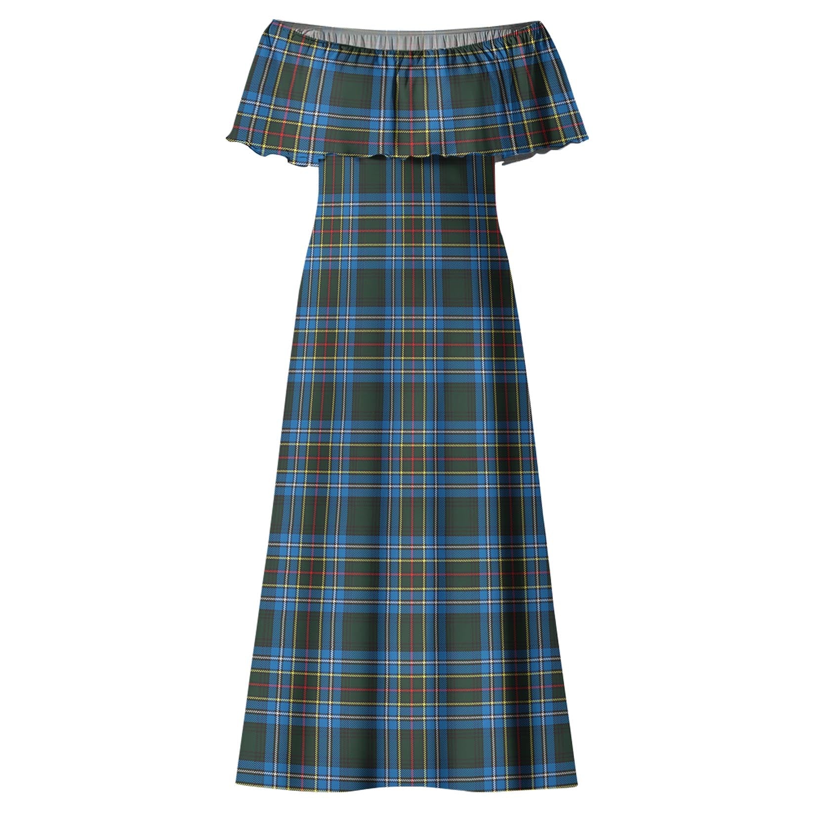 Cockburn Modern Tartan Off Shoulder Long Dress - Tartanvibesclothing