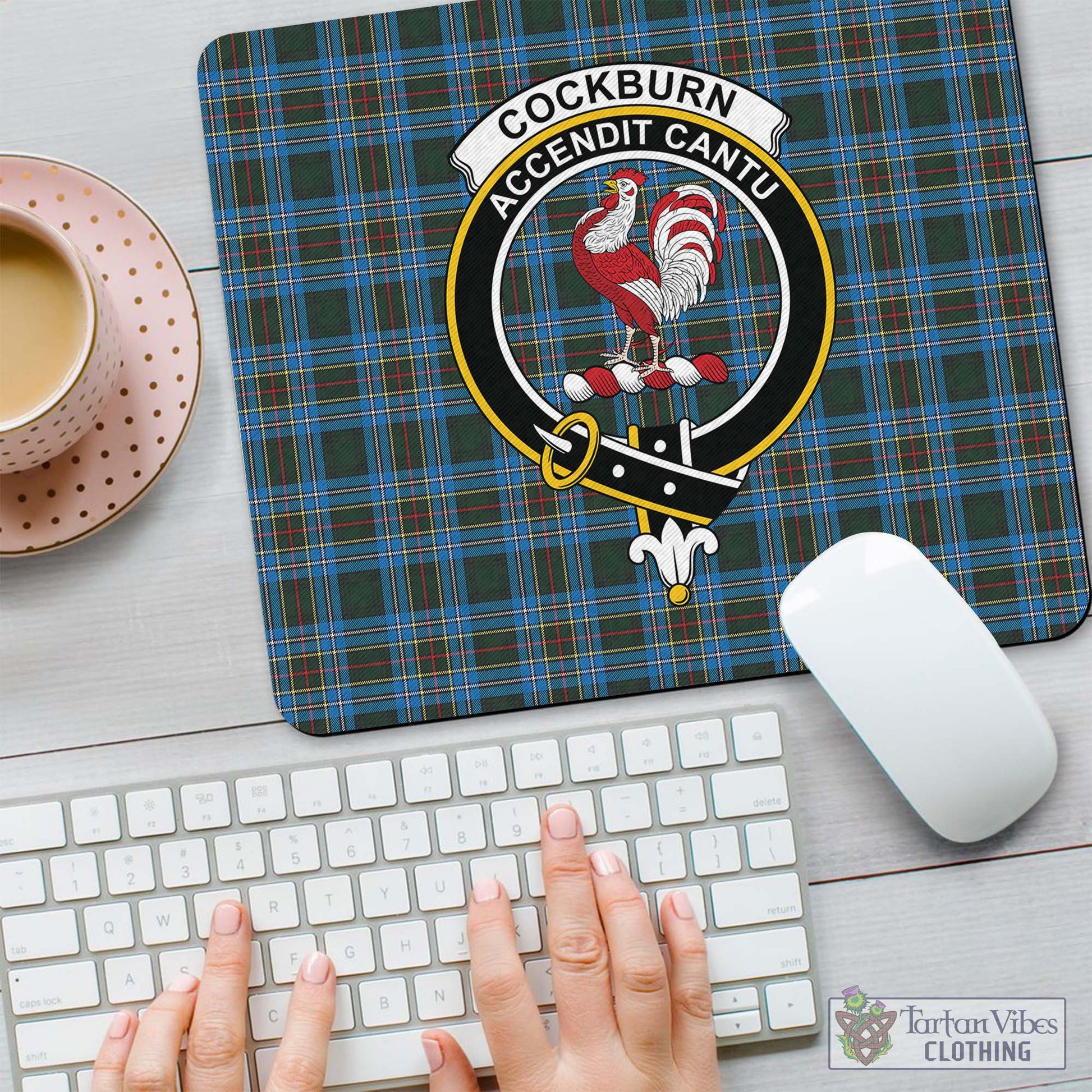 Tartan Vibes Clothing Cockburn Modern Tartan Mouse Pad with Family Crest