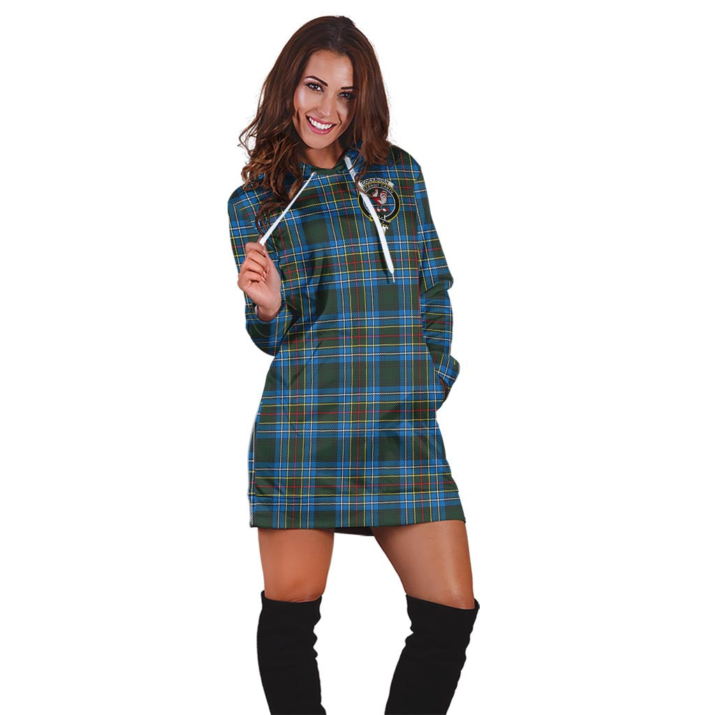 Cockburn Modern Tartan Hoodie Dress with Family Crest - Tartan Vibes Clothing