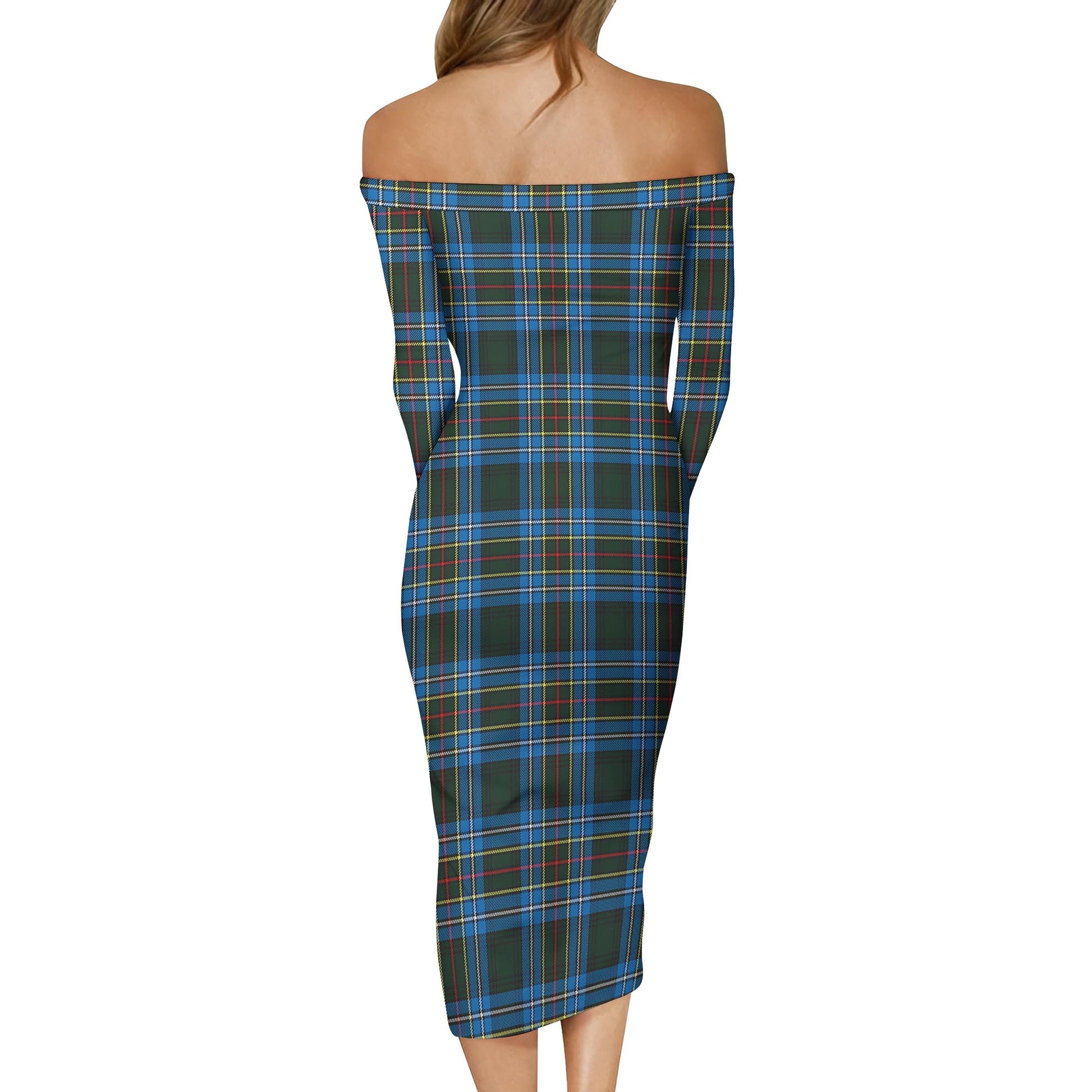 Cockburn Modern Tartan Off Shoulder Lady Dress - Tartanvibesclothing