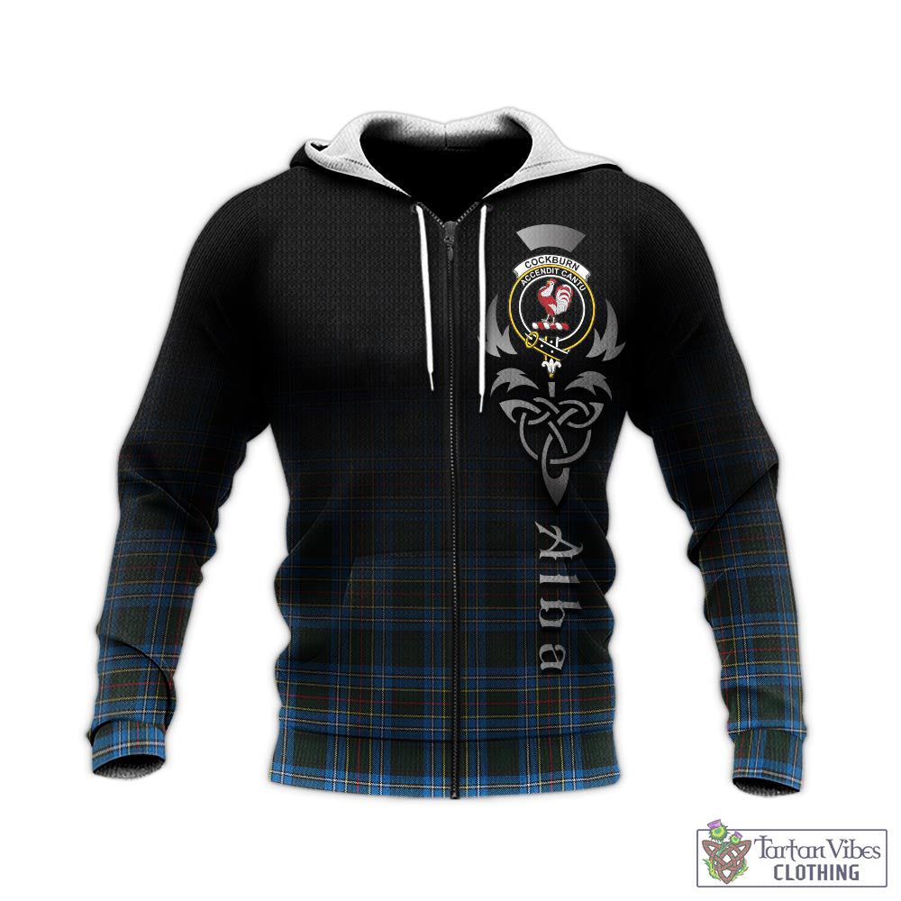 Tartan Vibes Clothing Cockburn Modern Tartan Knitted Hoodie Featuring Alba Gu Brath Family Crest Celtic Inspired