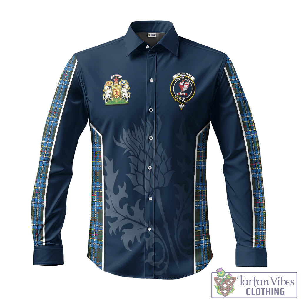 Tartan Vibes Clothing Cockburn Modern Tartan Long Sleeve Button Up Shirt with Family Crest and Scottish Thistle Vibes Sport Style