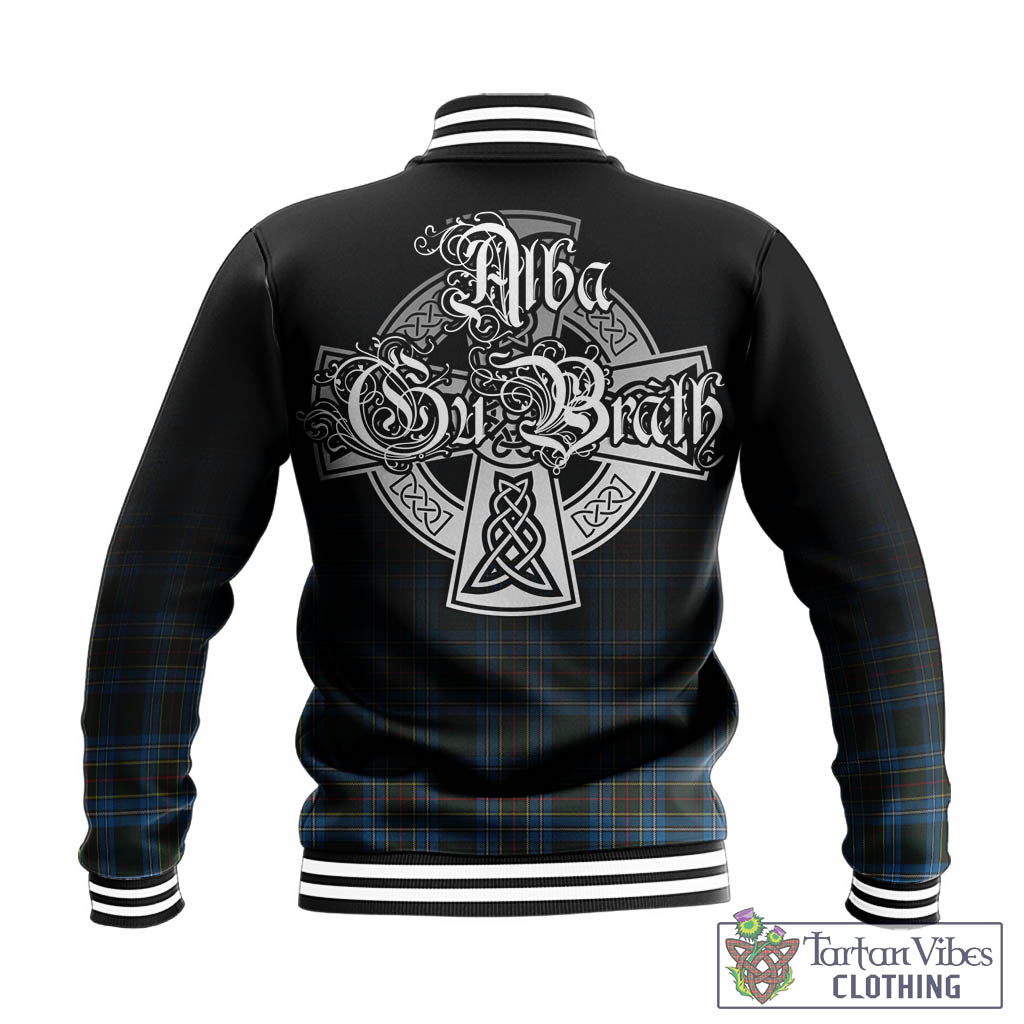 Tartan Vibes Clothing Cockburn Modern Tartan Baseball Jacket Featuring Alba Gu Brath Family Crest Celtic Inspired