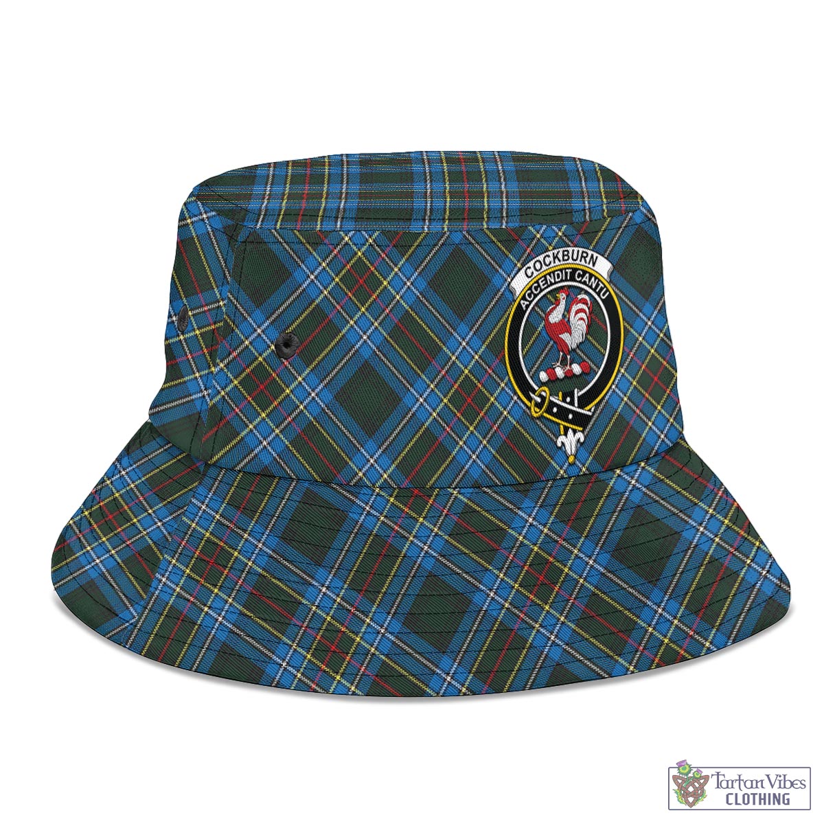 Tartan Vibes Clothing Cockburn Modern Tartan Bucket Hat with Family Crest