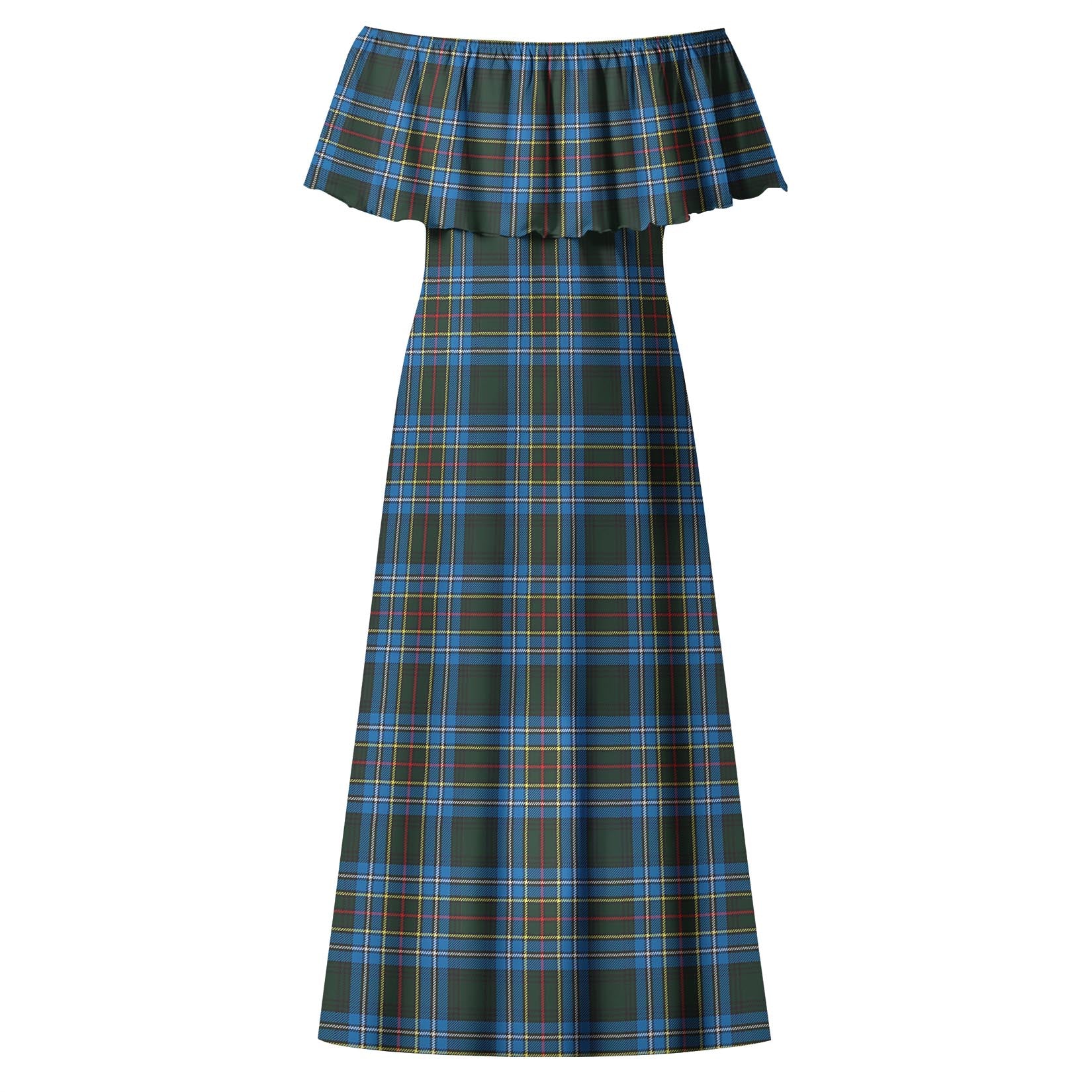 Cockburn Modern Tartan Off Shoulder Long Dress - Tartanvibesclothing