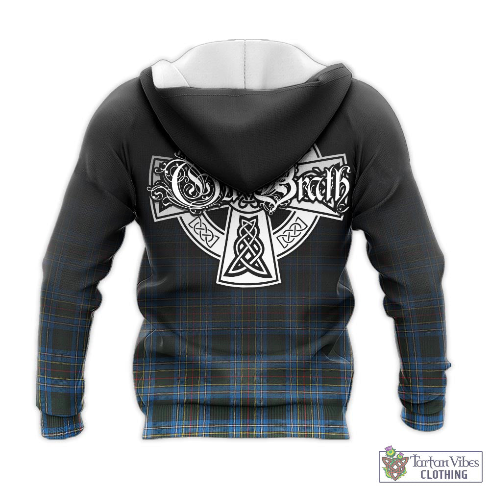 Tartan Vibes Clothing Cockburn Modern Tartan Knitted Hoodie Featuring Alba Gu Brath Family Crest Celtic Inspired