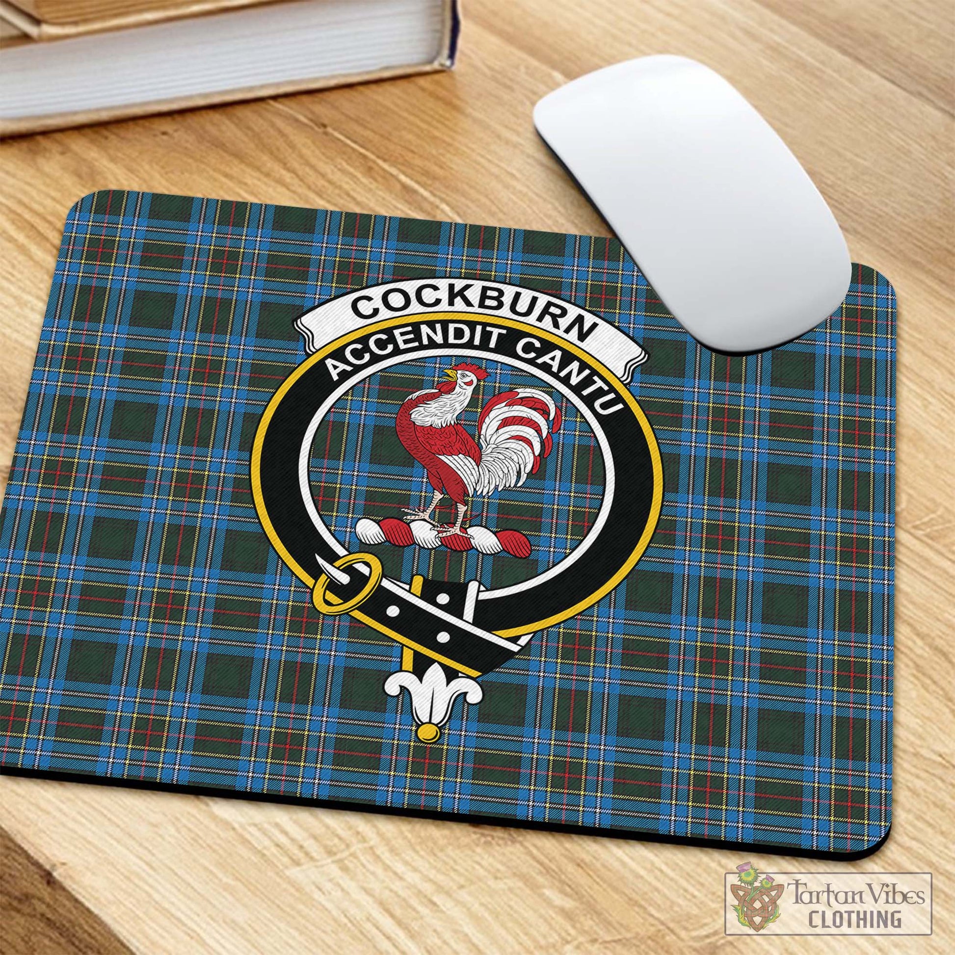 Tartan Vibes Clothing Cockburn Modern Tartan Mouse Pad with Family Crest