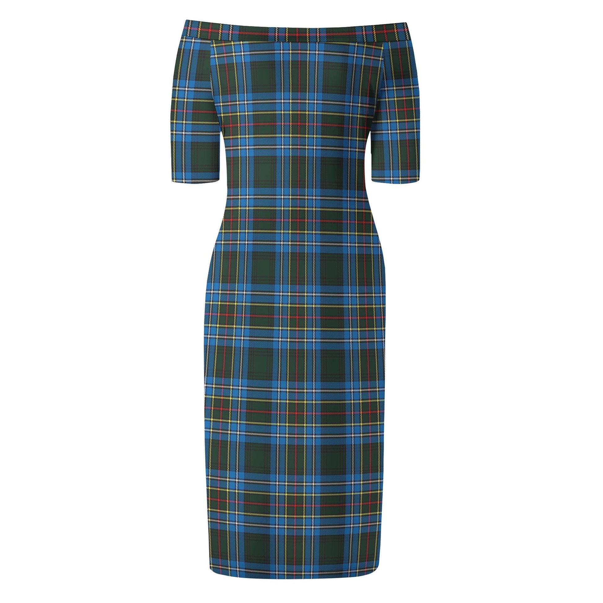 Cockburn Modern Tartan Off Shoulder Lady Dress - Tartanvibesclothing