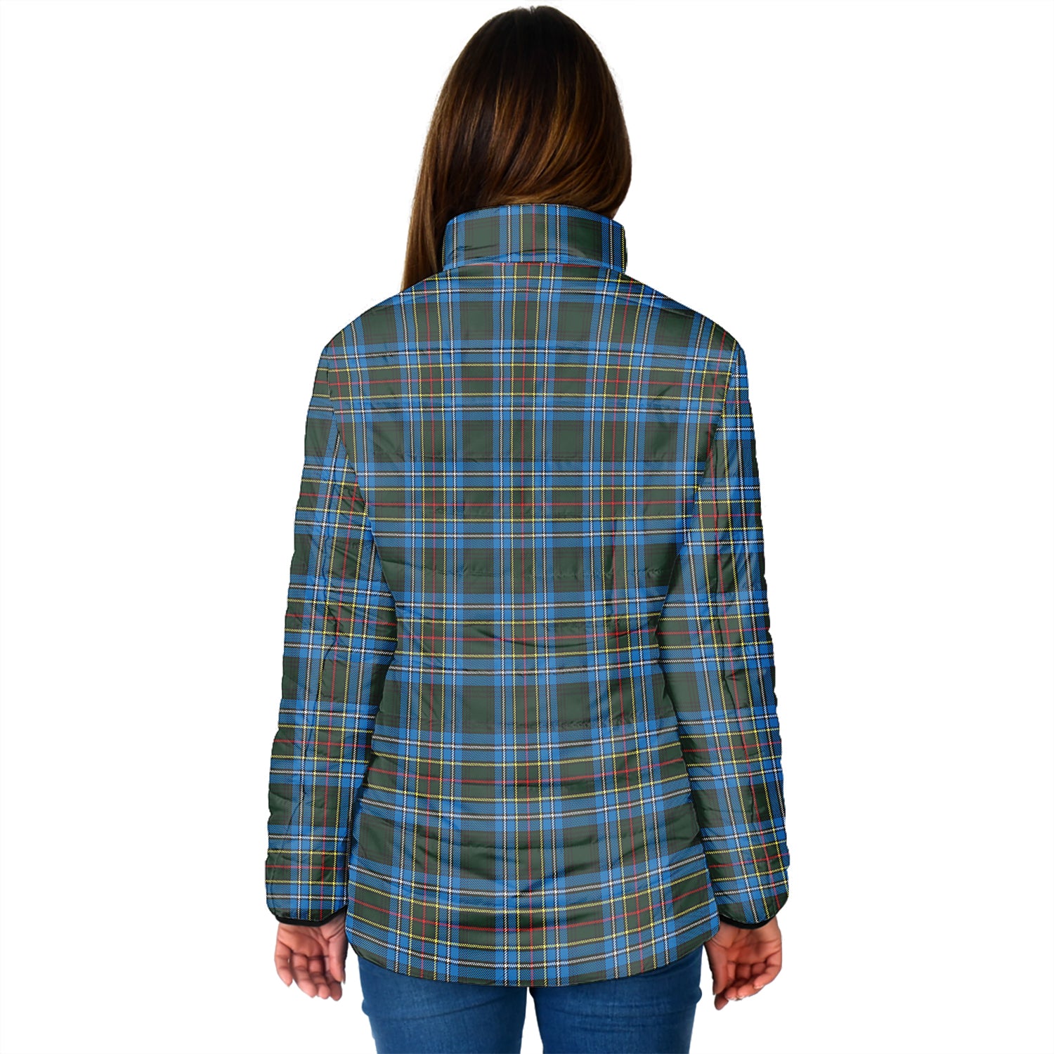 Cockburn Modern Tartan Padded Jacket with Family Crest - Tartan Vibes Clothing