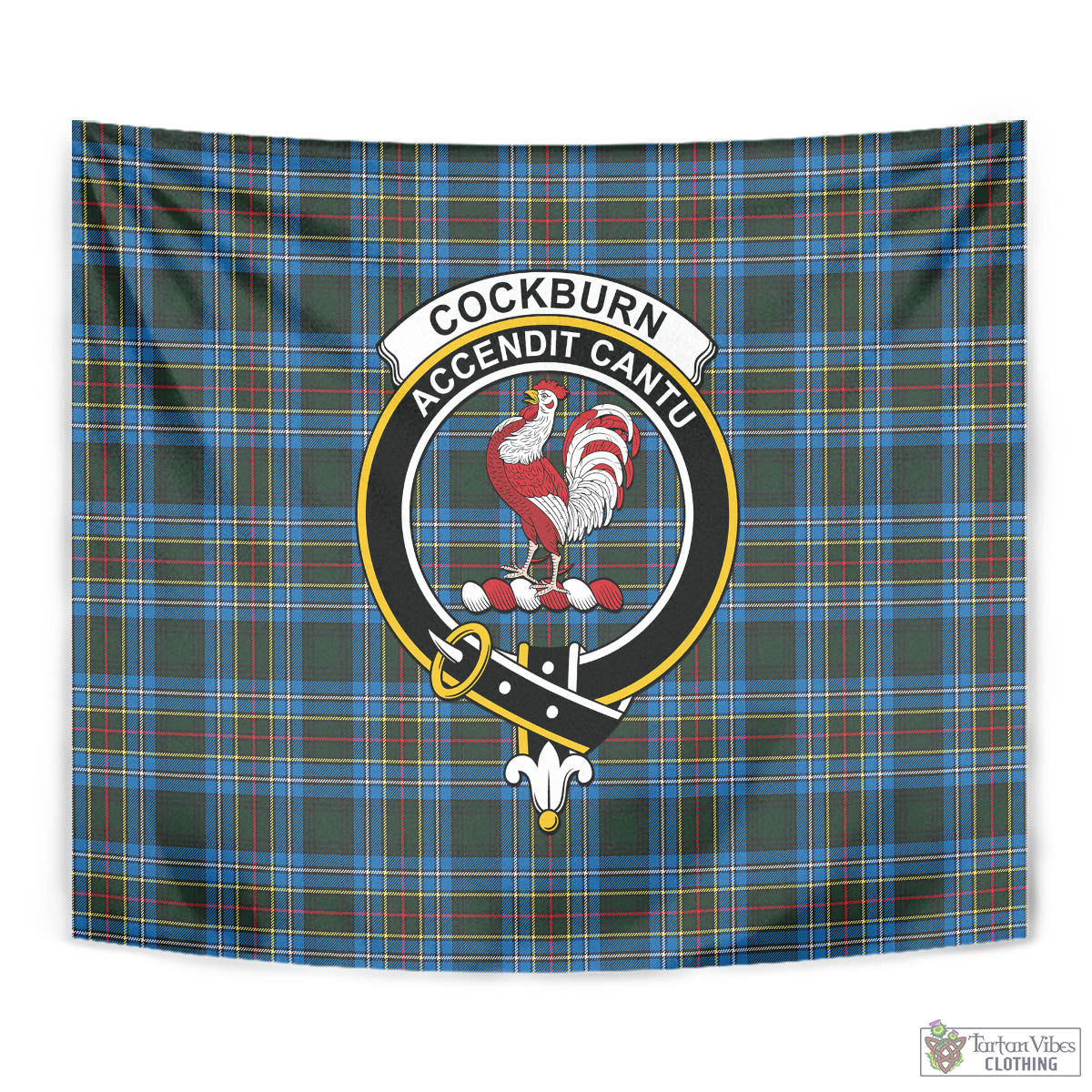 Tartan Vibes Clothing Cockburn Modern Tartan Tapestry Wall Hanging and Home Decor for Room with Family Crest