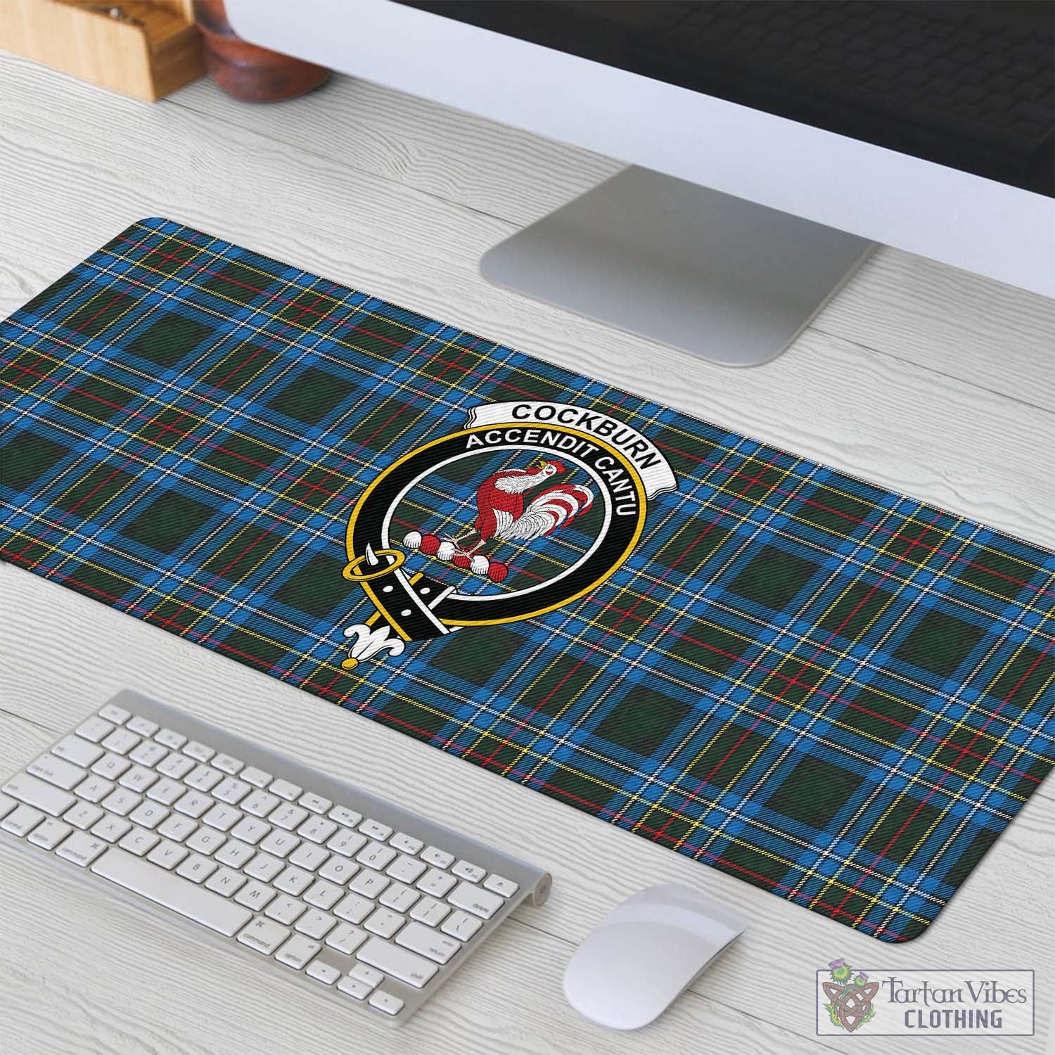 Tartan Vibes Clothing Cockburn Modern Tartan Mouse Pad with Family Crest