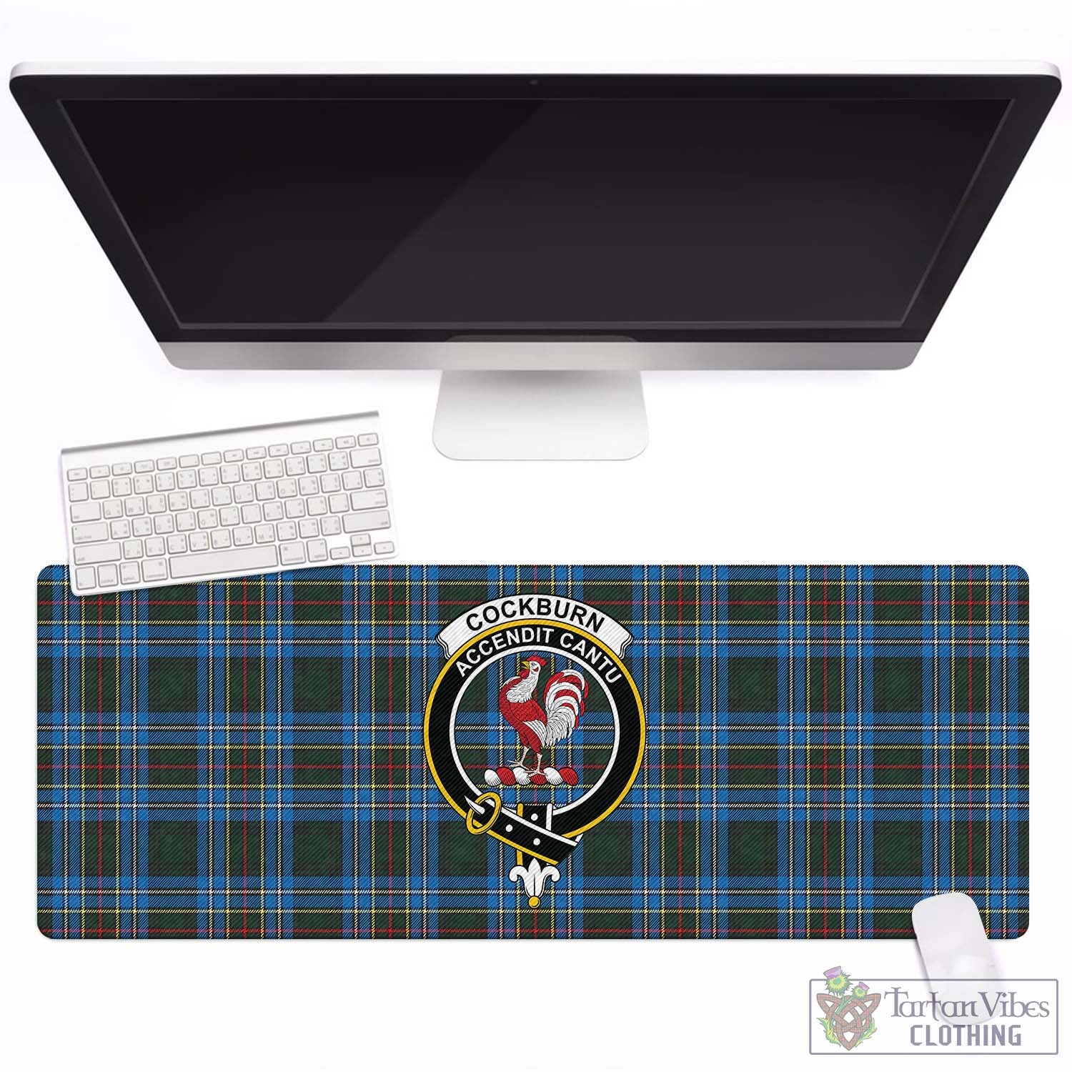 Tartan Vibes Clothing Cockburn Modern Tartan Mouse Pad with Family Crest