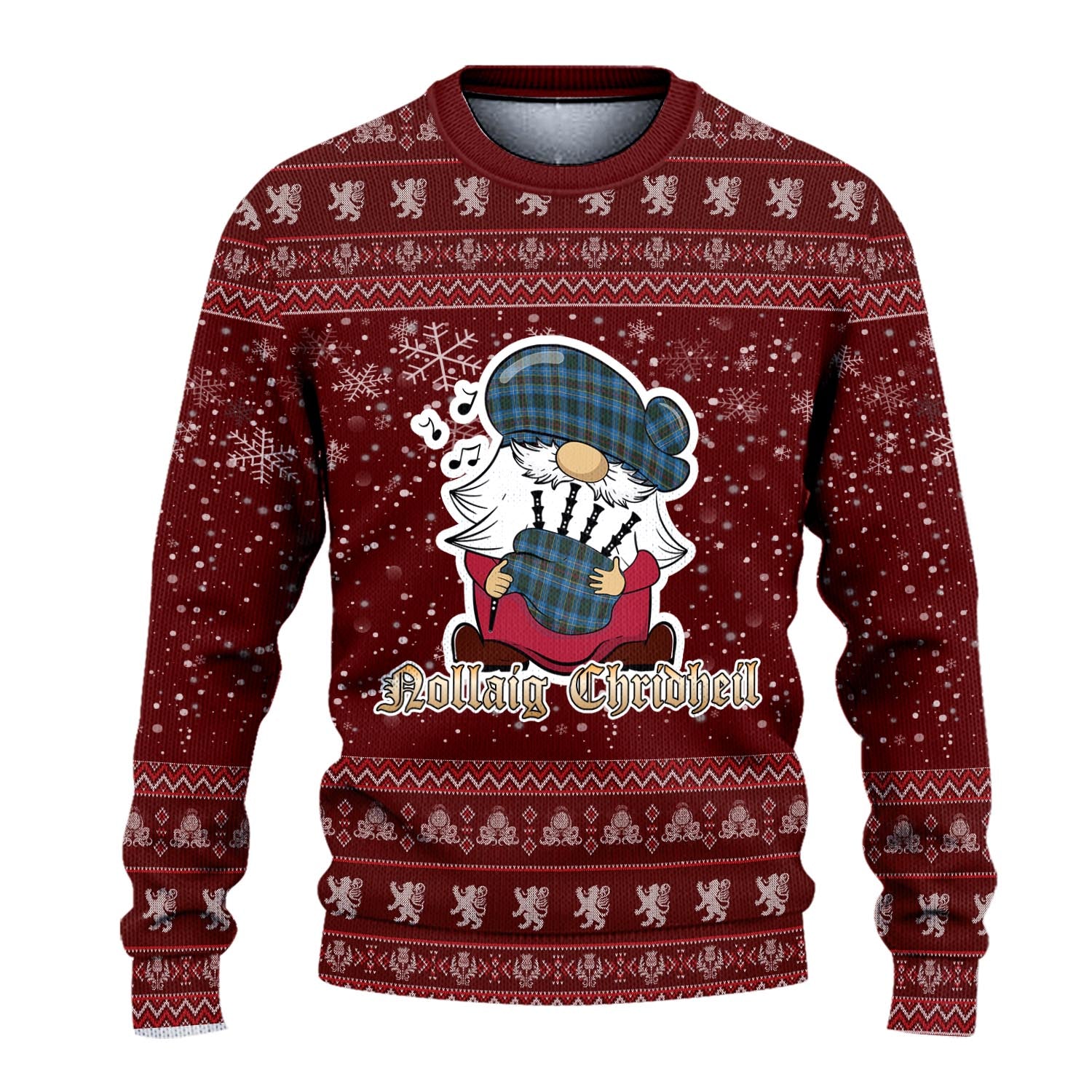 Cockburn Modern Clan Christmas Family Knitted Sweater with Funny Gnome Playing Bagpipes - Tartanvibesclothing