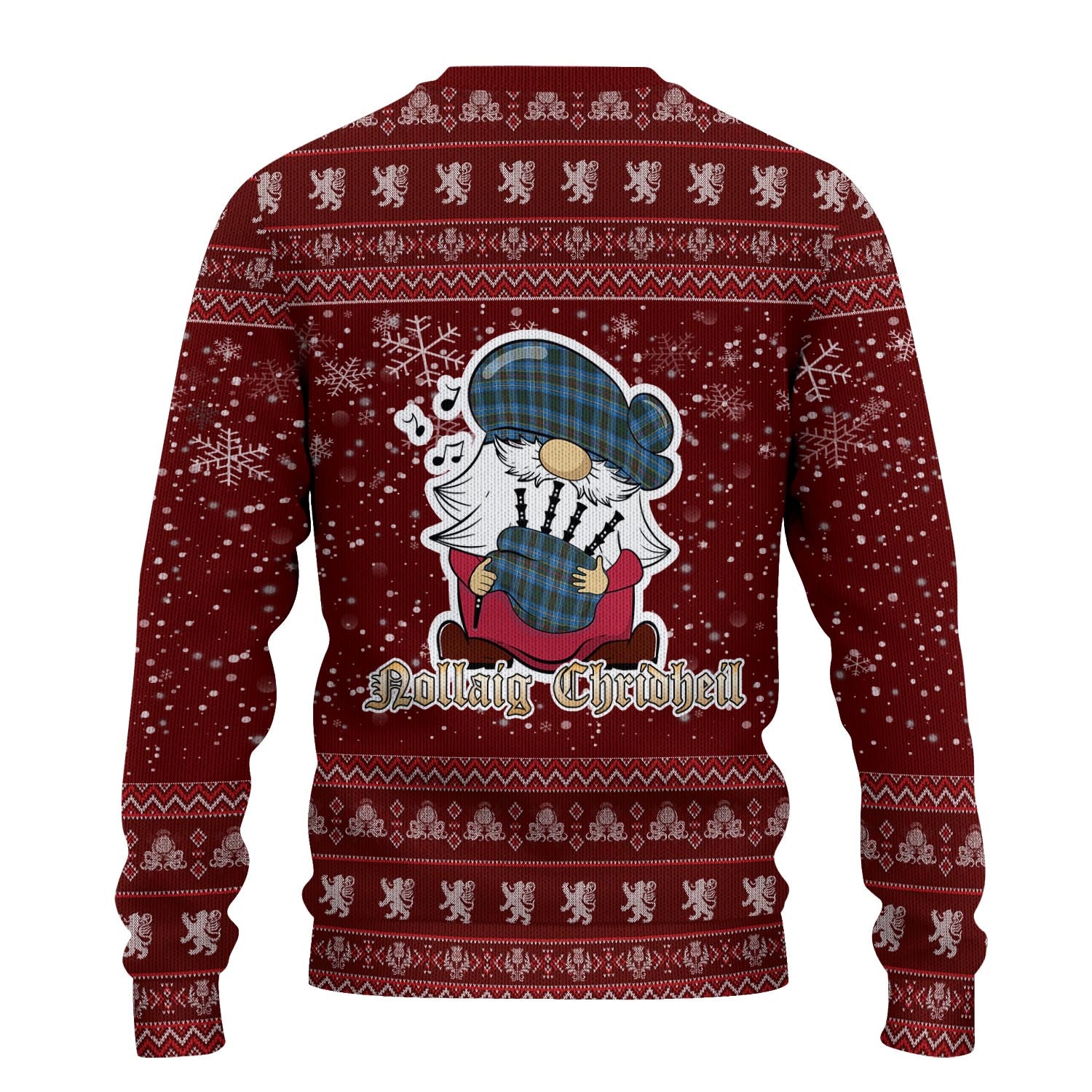 Cockburn Modern Clan Christmas Family Knitted Sweater with Funny Gnome Playing Bagpipes - Tartanvibesclothing