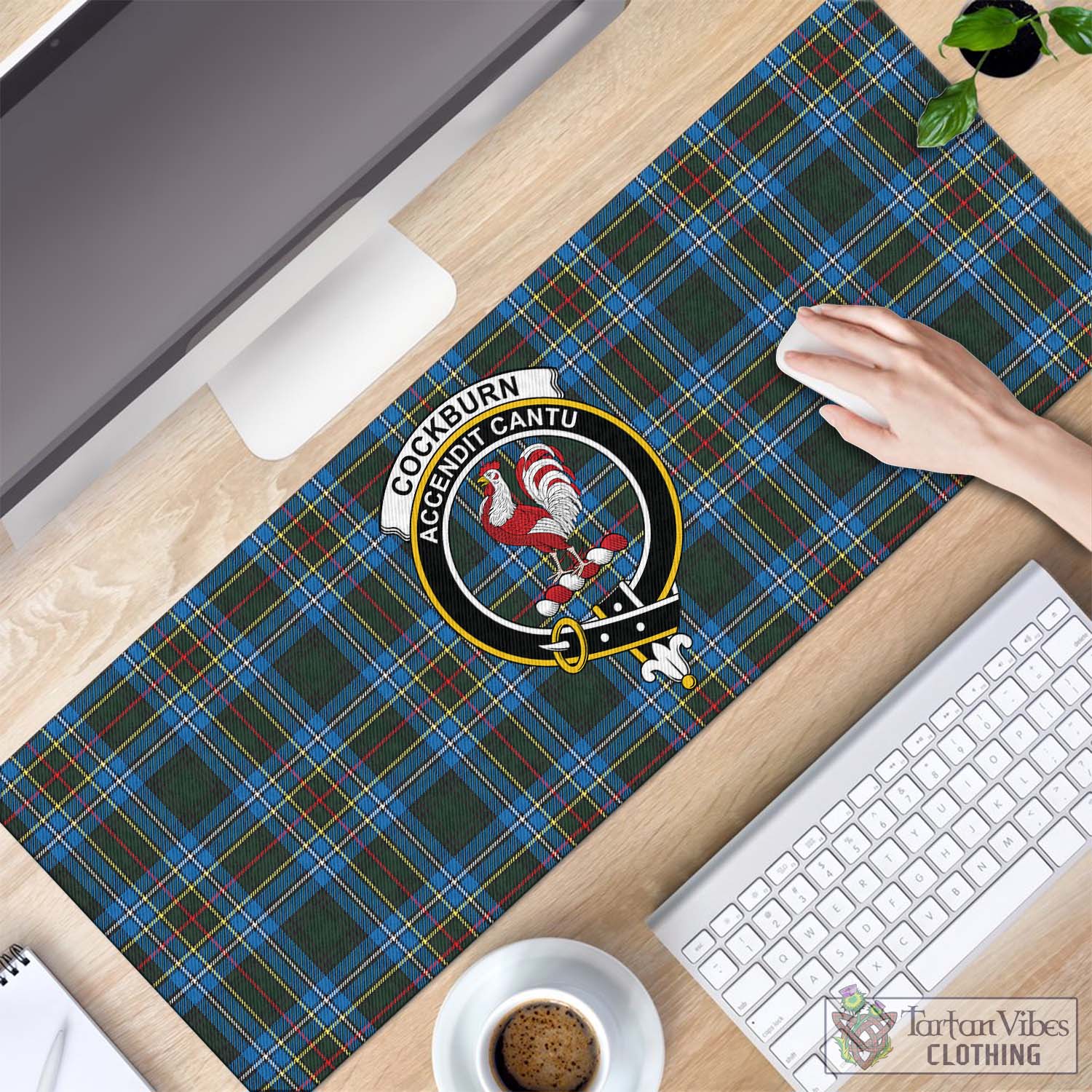 Tartan Vibes Clothing Cockburn Modern Tartan Mouse Pad with Family Crest