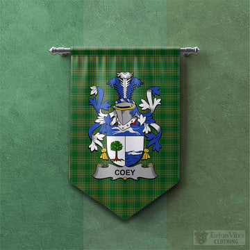 Coey Irish Clan Tartan Gonfalon, Tartan Banner with Coat of Arms Chevron - Tartan Vibes Clothing