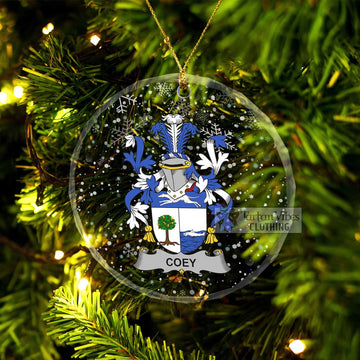 Coey Irish Clan Christmas Glass Ornament with Coat of Arms