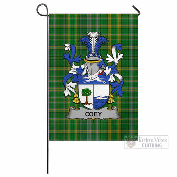 Coey Irish Clan Tartan Flag with Coat of Arms