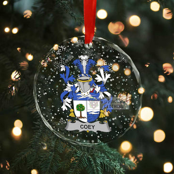 Coey Irish Clan Christmas Glass Ornament with Coat of Arms