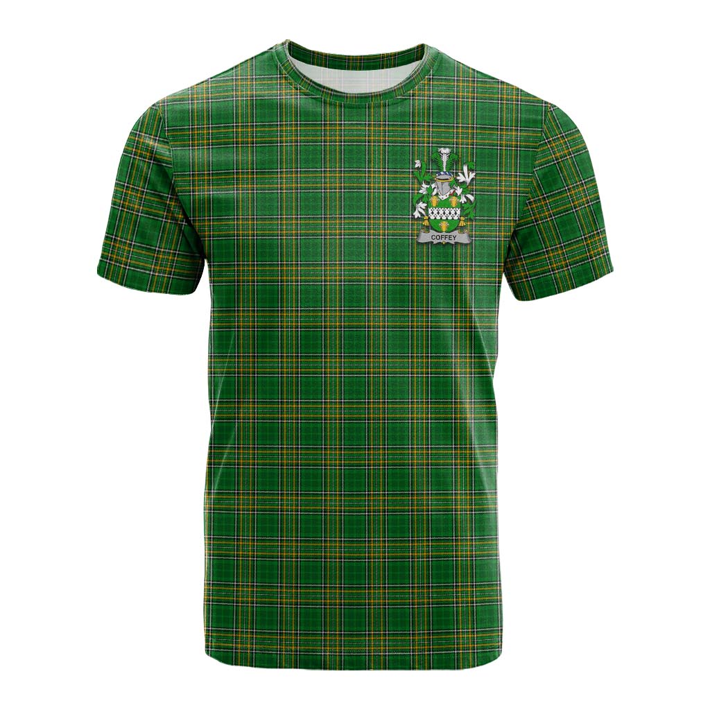 Tartan Vibes Clothing Coffey Irish Clan Tartan Cotton T-shirt with Coat of Arms