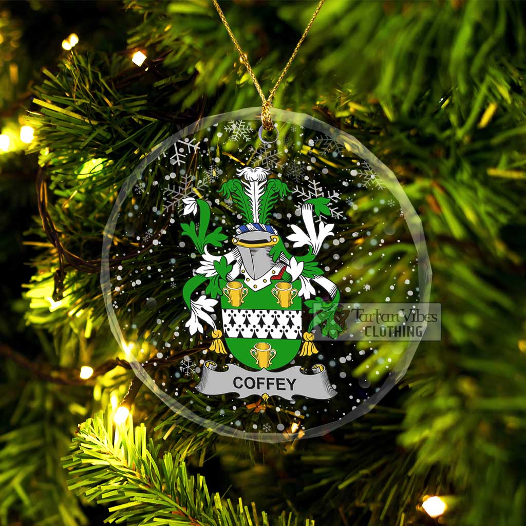 Tartan Vibes Clothing Coffey Irish Clan Christmas Glass Ornament with Coat of Arms