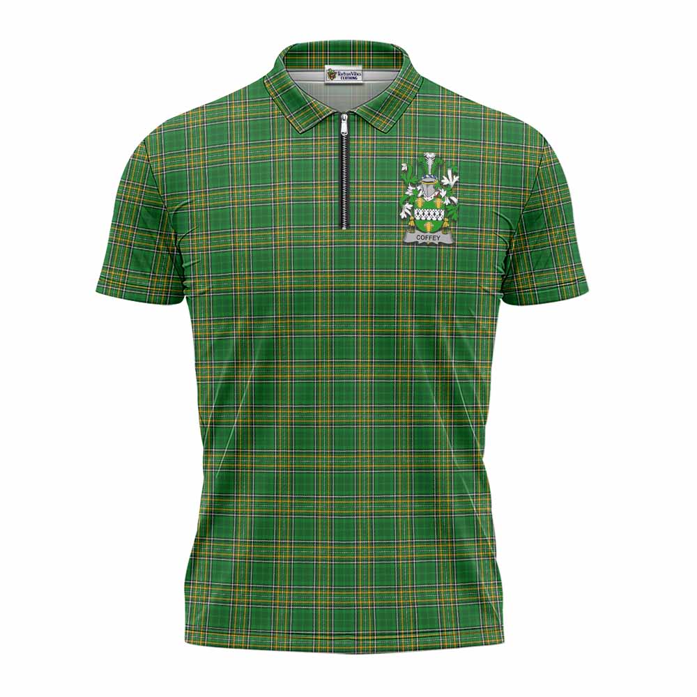 Coffey Irish Clan Tartan Zipper Polo Shirt with Coat of Arms