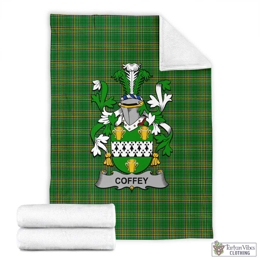 Tartan Vibes Clothing Coffey Irish Clan Tartan Blanket with Coat of Arms