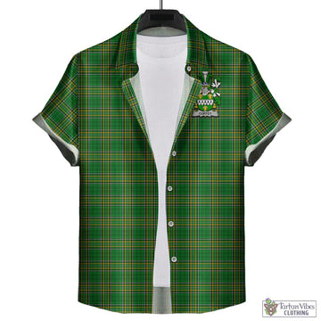 Coffey Irish Clan Tartan Short Sleeve Button Up with Coat of Arms